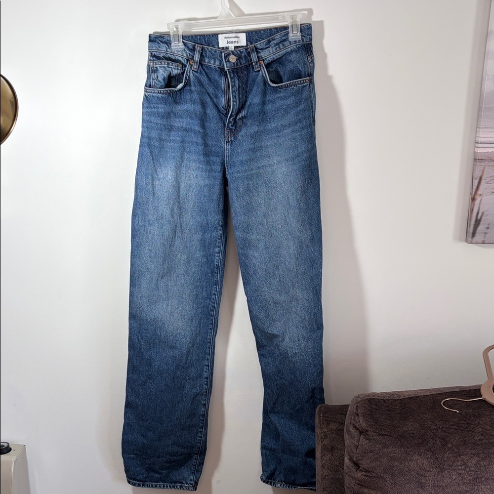 Reformation VAL 90S MID RISE STRAIGHT JEANS IN DONNER CUFFED- 27 - Picture 2 of 10